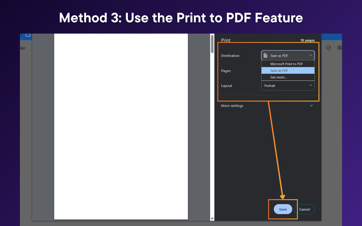 Save an AI conversation as a PDF using the browser print feature