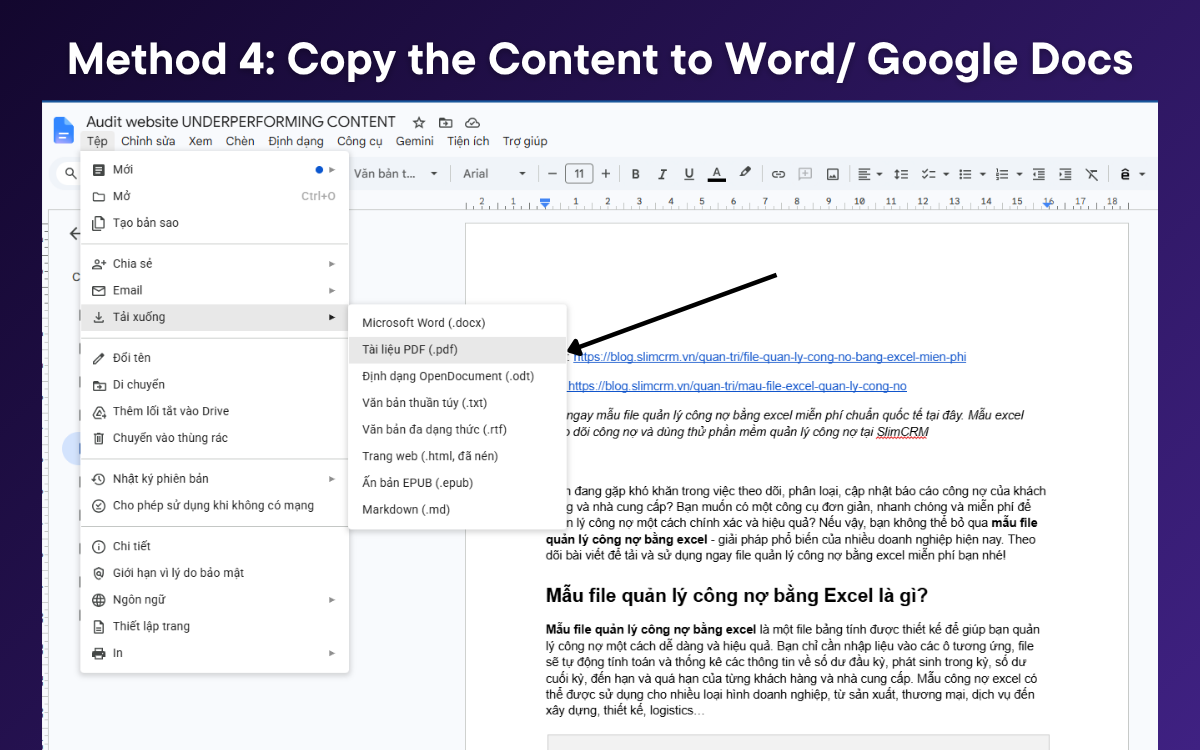 Copy an AI conversation to Word or Google Docs