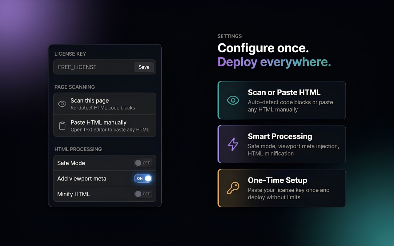 Setting HTML Deployer